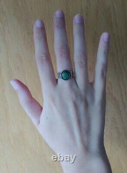 Vintage Navajo Indian Sterling Silver Cerrillos Turquoise Ring Size 4-1/2