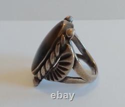 Vintage Navajo Indian Sterling Silver Petrified Wood Ring Size 6