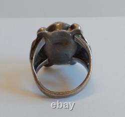 Vintage Navajo Indian Sterling Silver Petrified Wood Ring Size 6
