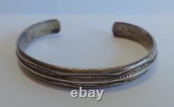 Vintage Navajo Indian Sterling Silver Stampwork Cuff Bracelet