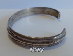 Vintage Navajo Indian Sterling Silver Stampwork Cuff Bracelet