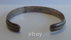 Vintage Navajo Indian Sterling Silver Stampwork Cuff Bracelet