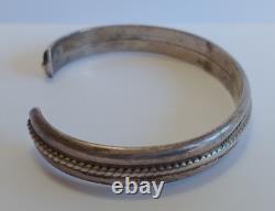 Vintage Navajo Indian Sterling Silver Stampwork Cuff Bracelet