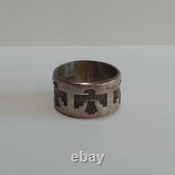 Vintage Navajo Indian Sterling Silver Thunderbird Ring Size 5