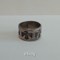 Vintage Navajo Indian Sterling Silver Thunderbird Ring Size 5