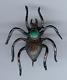 Vintage Navajo Indian Sterling Silver & Turquoise 3d Spider Pin Brooch