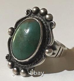 Vintage Navajo Indian Sterling Silver Turquoise Ring Size 5