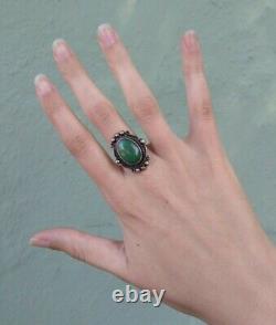 Vintage Navajo Indian Sterling Silver Turquoise Ring Size 5