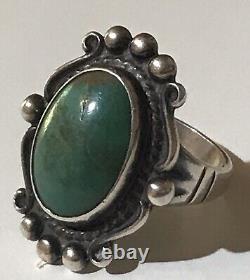 Vintage Navajo Indian Sterling Silver Turquoise Ring Size 5