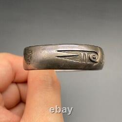 Vintage Navajo Indian T. Thomas Nowella Sterling Silver Bracelet Cuff 6-1/2