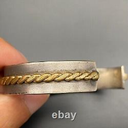 Vintage Navajo Indian Tahe7 Gold Filled Sterling Silver Cuff Bracelet 6-3/8