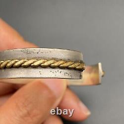 Vintage Navajo Indian Tahe7 Gold Filled Sterling Silver Cuff Bracelet 6-3/8