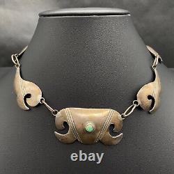 Vintage Navajo Indian Turquoise Silver Choker Necklace 15