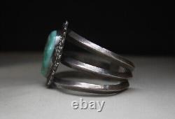 Vintage Navajo Native American Sterling Silver Turquoise Cuff Bracelet