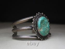 Vintage Navajo Native American Sterling Silver Turquoise Cuff Bracelet