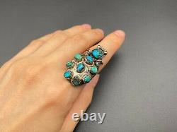 Vintage Navajo Native Indian Bug Turquoise Silver Ring Size 5.5