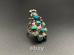 Vintage Navajo Native Indian Bug Turquoise Silver Ring Size 5.5