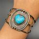 Vintage Navajo Native Indian Silver Turquoise Bracelet Cuff 6-1/2