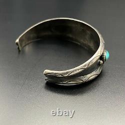 Vintage Navajo Native Indian Silver Turquoise Bracelet Cuff 6-5/8
