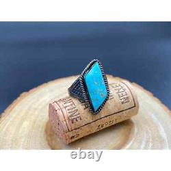 Vintage Navajo Native Indian Turquoise Hand Stamped Ring Size 7.75