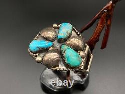 Vintage Navajo Native Indian Turquoise Silver Bracelet Cuff 6-5/8