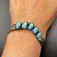 Vintage Navajo Native Indian Turquoise Silver Bracelet Cuff Small Wrist 6-3/8