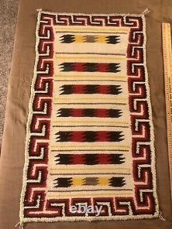 Vintage Navajo Rug Textile Native American Indian Eye Dazzler 39x22 Weaving