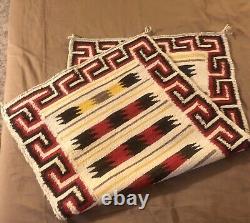 Vintage Navajo Rug Textile Native American Indian Eye Dazzler 39x22 Weaving