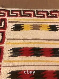 Vintage Navajo Rug Textile Native American Indian Eye Dazzler 39x22 Weaving