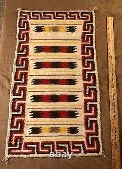 Vintage Navajo Rug Textile Native American Indian Eye Dazzler 39x22 Weaving