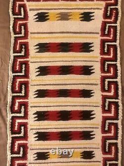 Vintage Navajo Rug Textile Native American Indian Eye Dazzler 39x22 Weaving