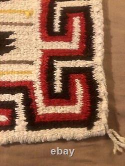 Vintage Navajo Rug Textile Native American Indian Eye Dazzler 39x22 Weaving