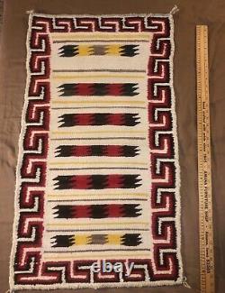 Vintage Navajo Rug Textile Native American Indian Eye Dazzler 39x22 Weaving