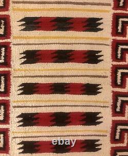 Vintage Navajo Rug Textile Native American Indian Eye Dazzler 39x22 Weaving