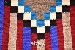 Vintage Navajo Rug native american indian weaving LARGE Blanket Striped 49x44