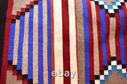 Vintage Navajo Rug native american indian weaving LARGE Blanket Striped 49x44