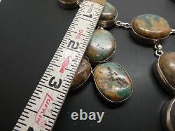 Vintage Navajo Sterling Silver 925 Turquoise Gemstone 244 Gram HUGE Necklace 21