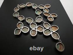 Vintage Navajo Sterling Silver 925 Turquoise Gemstone 244 Gram HUGE Necklace 21