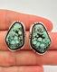 Vintage Navajo Sterling Silver Spiderweb Indian Mountain Turquoise Post Earrings