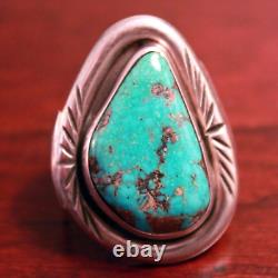 Vintage Navajo Turquoise Sterling Silver Ring Signed By Artist