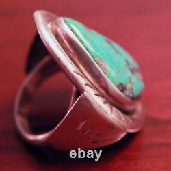 Vintage Navajo Turquoise Sterling Silver Ring Signed By Artist