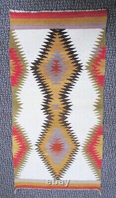 Vintage Old Navajo Indian Woven Eye Dazzler Rug Texting Weaving Wall Hanging