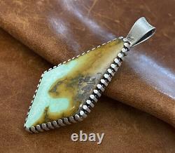 Vintage R. C Native American Navajo Sterling Turquoise Two-Sided Pendant Signed