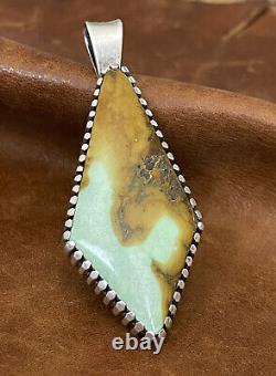 Vintage R. C Native American Navajo Sterling Turquoise Two-Sided Pendant Signed