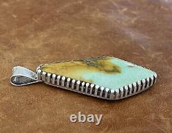 Vintage R. C Native American Navajo Sterling Turquoise Two-Sided Pendant Signed