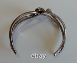 Vintage Small Wrist Navajo Indian Sterling Silver Turquoise Snake Cuff Bracelet