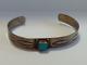 Vintage Small Wrist Navajo Indian Sterling Square Turquoise Cuff Bracelet