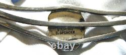 Vintage Spencer Navajo Indian Lapis Stone Carved Sterling Silver Cuff Bracelet