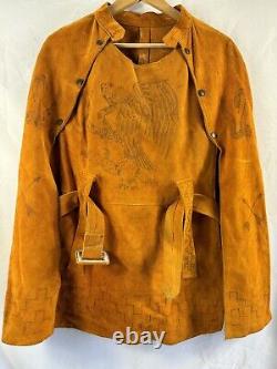 Vintage Suede Leather Cape Shawl Warrior Indian Navaho Snake & Eagle