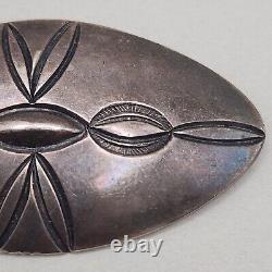 Vtg Navajo Hand Stamped Shield Brooch Old Pawn Silver Pin Native American Indian